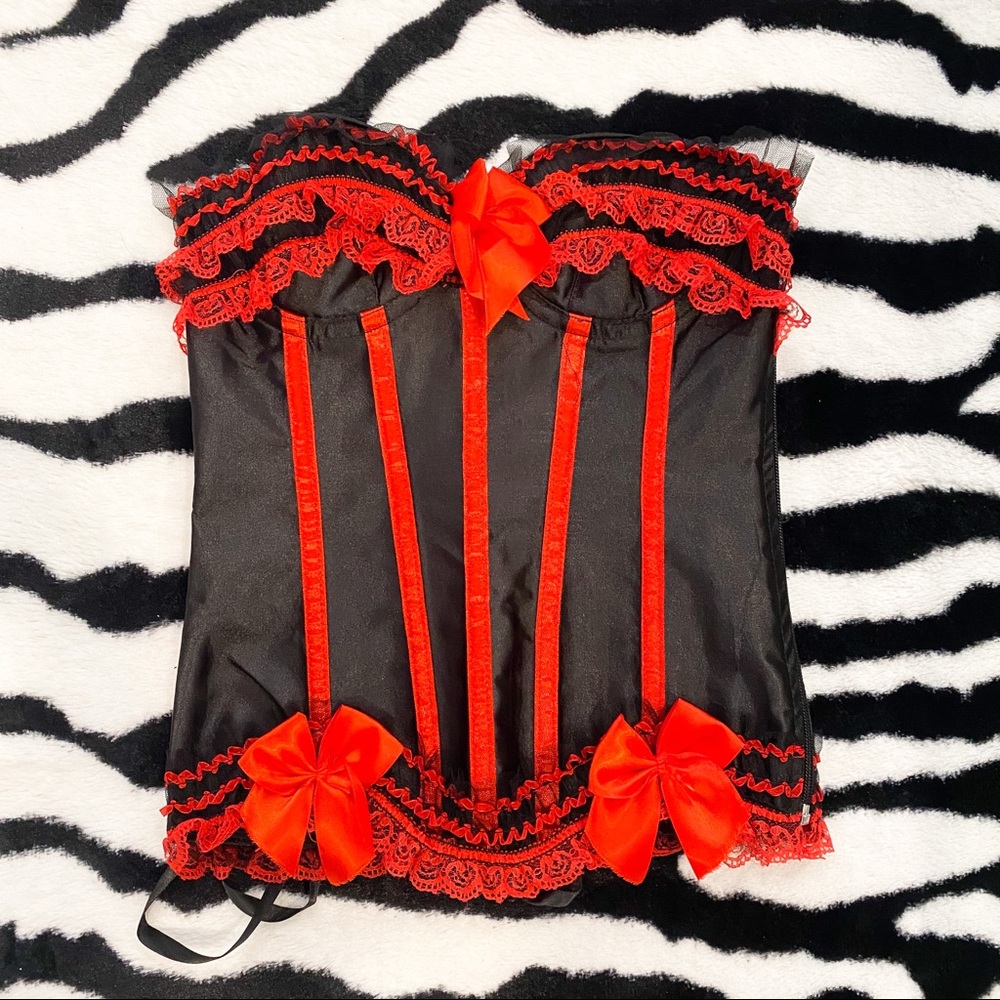 Red and black corset